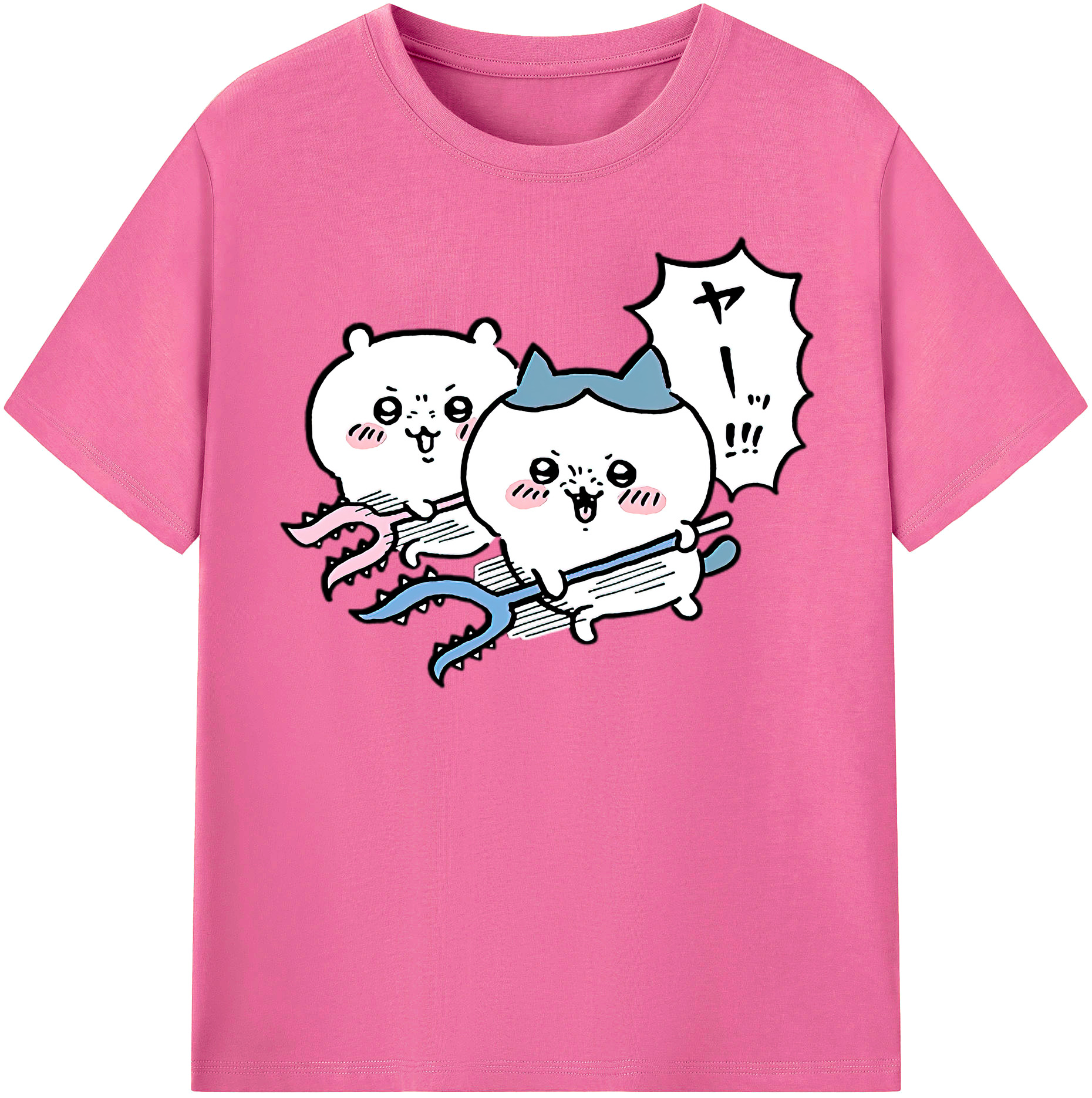（画像用） ちいかわ ハチワレ Chii-kawa hachiware レディースカジュアルプリントTシャツ（綿100％）